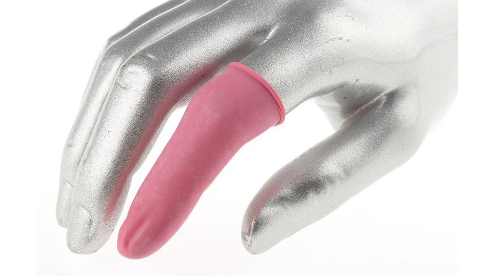 Antistatic Finger Cots, Latex, Glove Size 9, Pink, Pack of 100 pieces